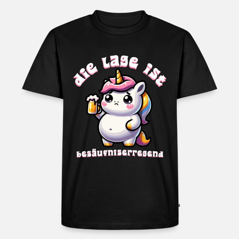 Süßes Einhorn Bier Feier - Männer Premium Bio T-Shirt - Schwarz