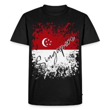 Grunge Singapore Flag, I Love Singapore - Men's Premium Organic T-Shirt - black - Front - Nico (187cm)