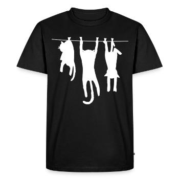 Funny Cat T-Shirt - Men's Premium Organic T-Shirt - black - Front - Nico (187cm)