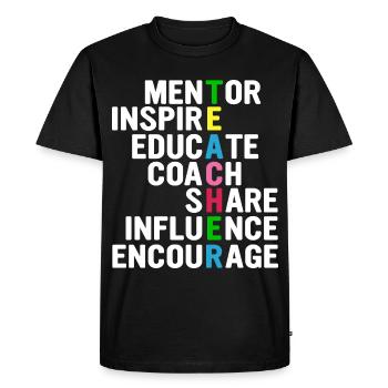 Teacher Acrostichon: Mentor, Inspire,... - Men's Premium Organic T-Shirt - black - Front - Nico (187cm)