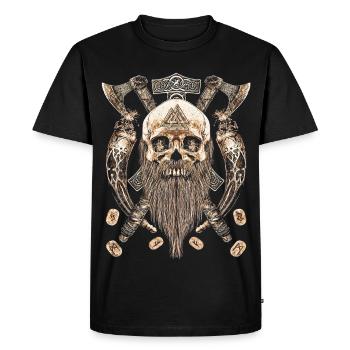 Valhalla Sigil Viking  Tête de mort Squelette Goth - T-shirt Premium bio Homme - noir - Devant - Nico (187cm)