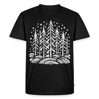 Imprimé arbre de forêt enneigée - T-shirt Premium bio Homme - noir - Devant - Nico (187cm)