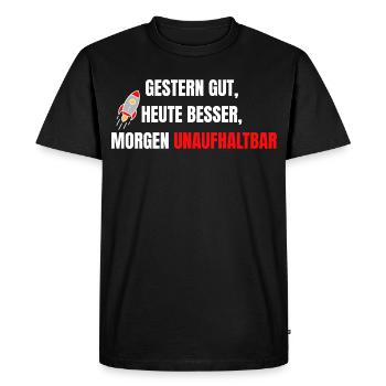 Bon hier, meilleur aujourd’hui, inarrêtable demain - T-shirt Premium bio Homme - noir - Devant - Nico (187cm)