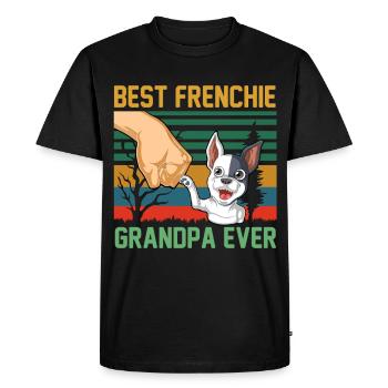 Frenchie Grandpa Fist Bump French Bulldog  - Men's Premium Organic T-Shirt - black - Front - Nico (187cm)
