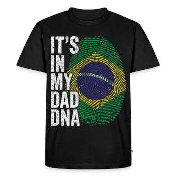 Drapeau Brésil Empreinte Papa Brésilien - T-shirt Premium bio Homme - noir - Devant - Nico (187cm)