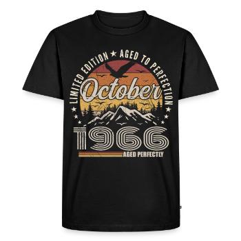 Octobre 1966 Cadeau Anniversaire - Octobre 1966 - T-shirt Premium bio Homme - noir - Devant - Nico (187cm)