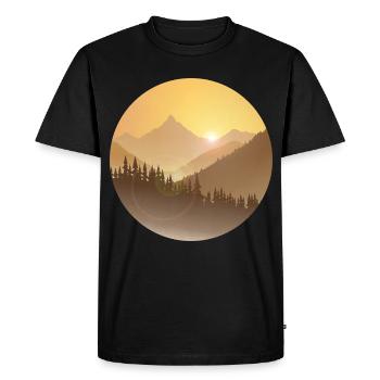 Montagnes au lever du soleil avec soleil radieux - T-shirt Premium bio Homme - noir - Devant - Nico (187cm)