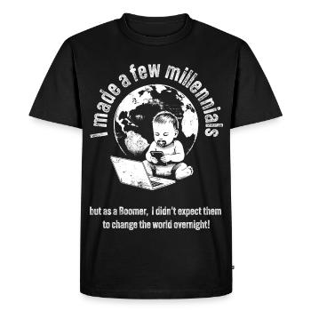 Boomer World Responsibility Baby Tee - Men's Premium Organic T-Shirt - black - Front - Nico (187cm)