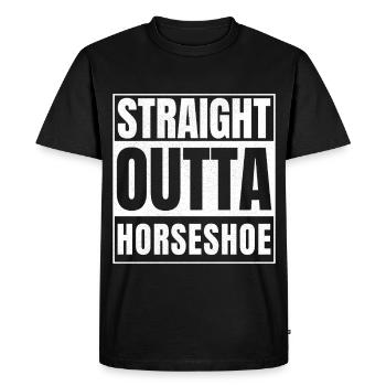 FER À CHEVAL STRAIGHT OUTTA - T-shirt Premium bio Homme - noir - Devant - Nico (187cm)
