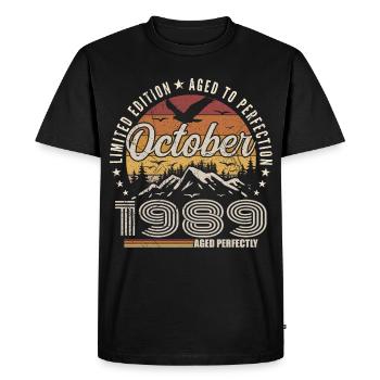 October 1989 Birthday Gift - October 1989 - Men's Premium Organic T-Shirt - black - Front - Nico (187cm)