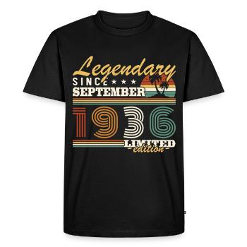 septembre 1936 Vintage Cadeau Anniversaire - T-shirt Premium bio Homme - noir - Devant - Nico (187cm)