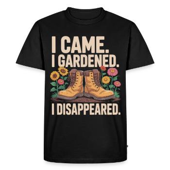 Gardening motivation with boots - Men's Premium Organic T-Shirt - black - Front - Nico (187cm)