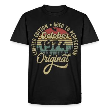 october 1974 anniversary october 1974 october - Men's Premium Organic T-Shirt - black - Front - Nico (187cm)