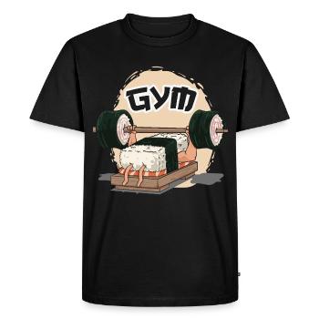 Sushi Humour dans la salle de sport - T-shirt Premium bio Homme - noir - Devant - Nico (187cm)