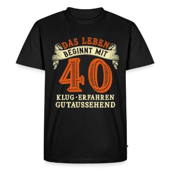 La vie commence à 40 ans pour votre 40e anniversaire - T-shirt Premium bio Homme - noir - Devant - Nico (187cm)