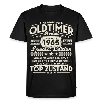 Modèle de voiture classique vintage année de fabrication 1965 - T-shirt Premium bio Homme - noir - Devant - Nico (187cm)