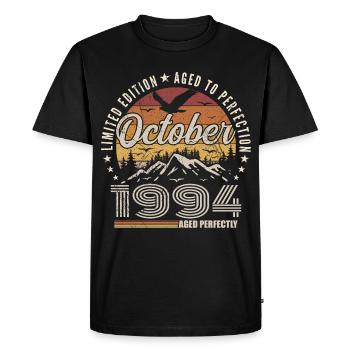 Octobre 1994 Cadeau Anniversaire - Octobre 1994 - T-shirt Premium bio Homme - noir - Devant - Nico (187cm)