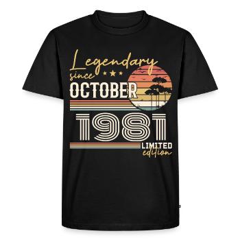 Cadeau Octobre 1981 - Génial Depuis Octobre 1981 - T-shirt Premium bio Homme - noir - Devant - Nico (187cm)