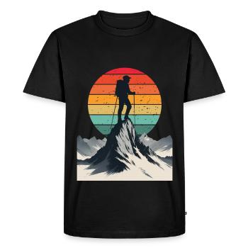 Aventurier au Sommet Montagne - T-shirt Premium bio Homme - noir - Devant - Nico (187cm)