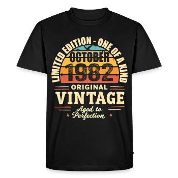 Retro October 1982 - birthday october 1982 - Men's Premium Organic T-Shirt - black - Front - Nico (187cm)