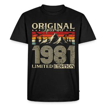 44ème Anniversaire Millésime Septembre Millésime 1981 - T-shirt Premium bio Homme - noir - Devant - Nico (187cm)