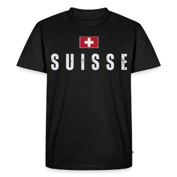 Drapeau de la Suisse, fierté suisse - T-shirt Premium bio Homme - noir - Devant - Nico (187cm)