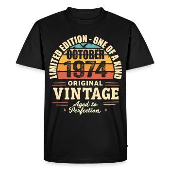 Retro October 1974 - birthday october 1974 - Men's Premium Organic T-Shirt - black - Front - Nico (187cm)