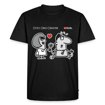 Amour ou Fuite – Humour Décalé (Version Sombre) - T-shirt Premium bio Homme - noir - Devant - Nico (187cm)