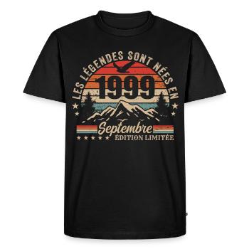 Legendary since September 1999 | September 1999 - Men's Premium Organic T-Shirt - black - Front - Nico (187cm)