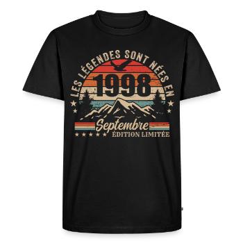légendaire depuis septembre 1998 | septembre 1998 - T-shirt Premium bio Homme - noir - Devant - Nico (187cm)