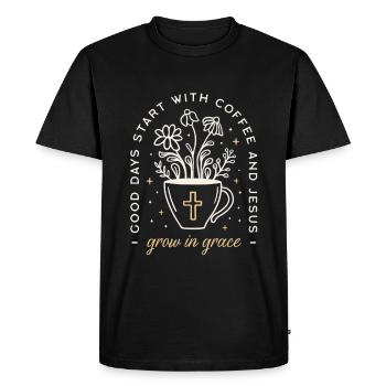 Café et Jésus drôle citations chrétiennes esthétique - T-shirt Premium bio Homme - noir - Devant - Nico (187cm)