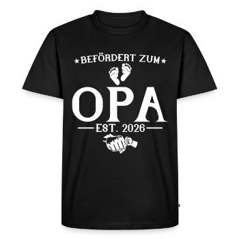 Promu au grade de grand-père est. 2026 - T-shirt Premium bio Homme - noir - Devant - Nico (187cm)