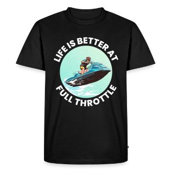 Life Is Better at Full Throttle Jet Ski  - Men's Premium Organic T-Shirt - black - Front - Nico (187cm)