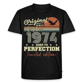 1974 October 1974 Anniversary October 1974 - Men's Premium Organic T-Shirt - black - Front - Nico (187cm)
