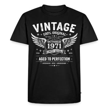 Octobre 1971 | Cadeau d'anniversaire octobre 1971 - T-shirt Premium bio Homme - noir - Devant - Nico (187cm)