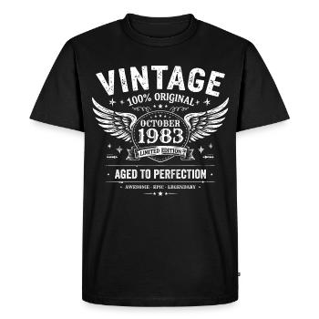 October 1983 | October 1983 Birthday Gift - Men's Premium Organic T-Shirt - black - Front - Nico (187cm)