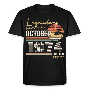 October 1974 Gift - Awesome Since October 1974 - Men's Premium Organic T-Shirt - black - Front - Nico (187cm)