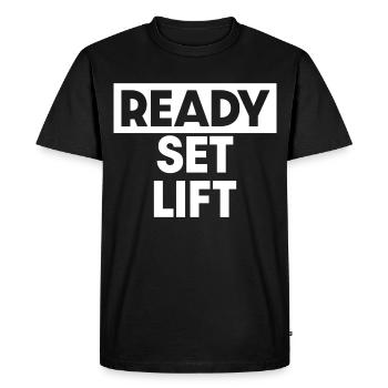 Prêt à l’emploi Lift - T-shirt Premium bio Homme - noir - Devant - Nico (187cm)