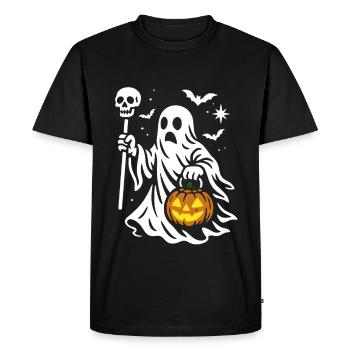 Ghost, Halloween Party Costume - Pumpkin - Men's Premium Organic T-Shirt - black - Front - Nico (187cm)