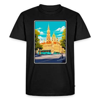 Vienna Austria Vintage Cityscape Art Illustration - Men's Premium Organic T-Shirt - black - Front - Nico (187cm)