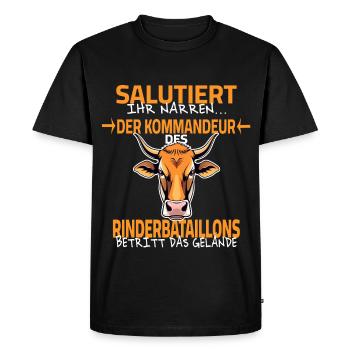 Dictons fermiers fermier - Saluez les imbéciles - T-shirt Premium bio Homme - noir - Devant - Nico (187cm)