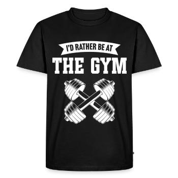 Je préfère être à la salle de sport - T-shirt Premium bio Homme - noir - Devant - Nico (187cm)