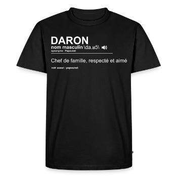 Definition: Daron, Father's Day, Love and Humor - Men's Premium Organic T-Shirt - black - Front - Nico (187cm)