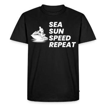 Funny Jet Ski Summer Speed Repeat  - Men's Premium Organic T-Shirt - black - Front - Nico (187cm)