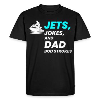 Jets Jokes and Dad Bod Strokes  - Men's Premium Organic T-Shirt - black - Front - Nico (187cm)
