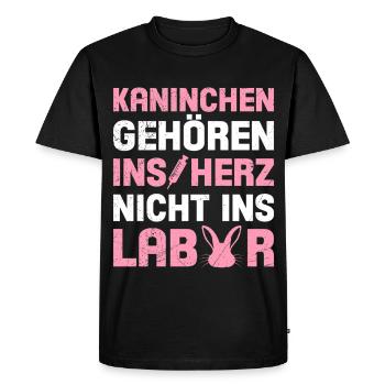 LES LAPINS APPARTIENNENT AU CŒUR, PAS AU LABORATOIRE - T-shirt Premium bio Homme - noir - Devant - Nico (187cm)