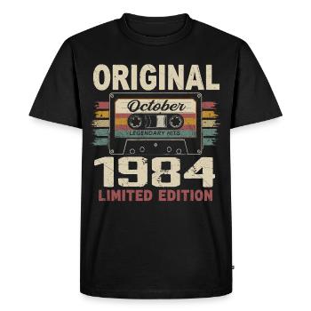 Born in October 1984 | Vintage Gift October 1984 - Men's Premium Organic T-Shirt - black - Front - Nico (187cm)