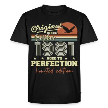 1981 Octobre 1981 anniversaire octobre 1981 - T-shirt Premium bio Homme - noir - Devant - Nico (187cm)