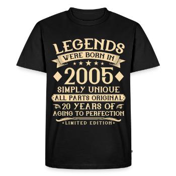 20e anniversaire né en 2005 - 20 ans - T-shirt Premium bio Homme - noir - Devant - Nico (187cm)