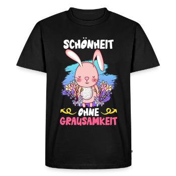 Animal Welfare BEAUTY WITHOUT CRUELTY FUNNY - Men's Premium Organic T-Shirt - black - Front - Nico (187cm)